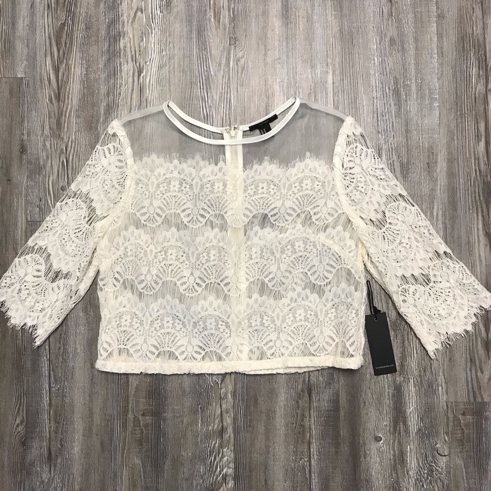 Off white lace crop top